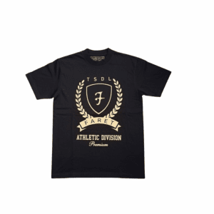 Black Crew-neck Faret Crested Tshirt